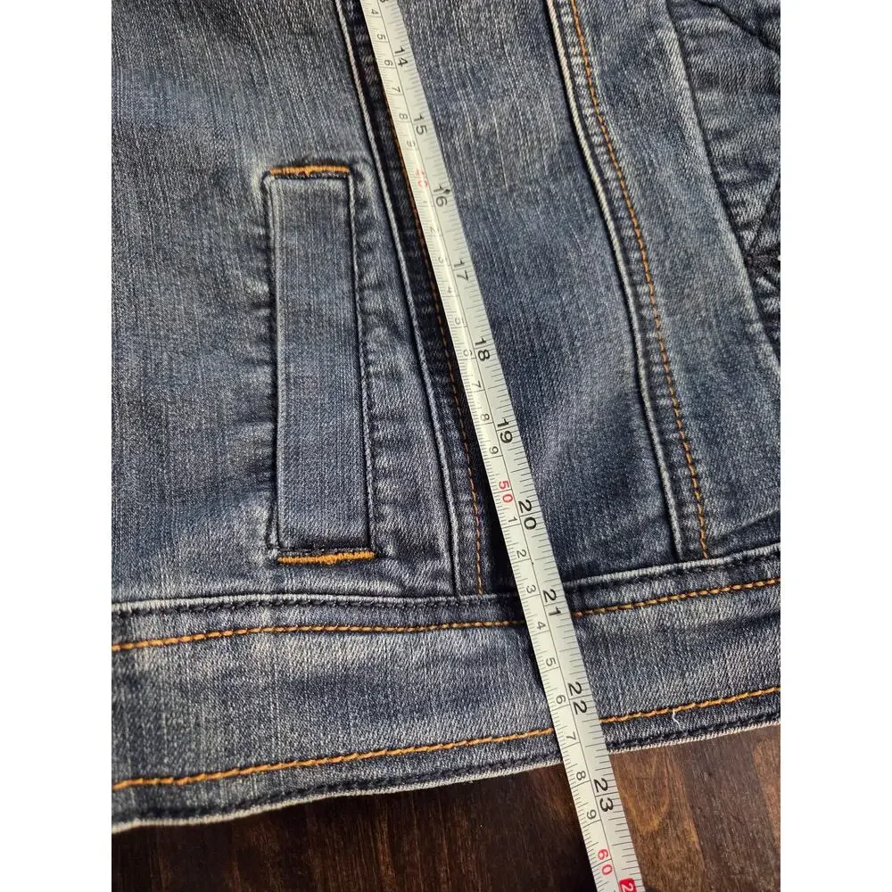 Maurices Dark Wash Jean Denim VEST Plus Size 14 Button Up Pockets Western - Picture 6 of 7